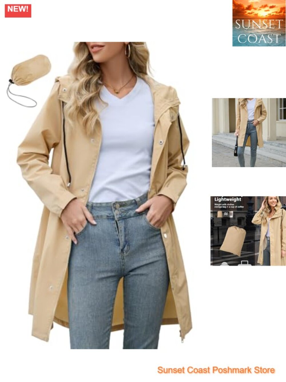 Women's Long Packable Waterproof Rain Jacket with Hood